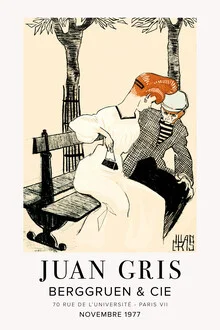 Illustration by Juan Gris: stylized depiction of a bench in Paris