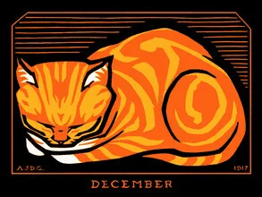 Wall art featuring an orange and black cat, designed in a vintage style.