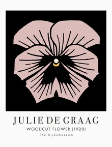 Wall art by Julie de Graag: elegant woodcut of a flower in soft colors