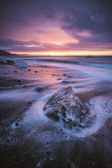 Photo art by Jean Claude Castor: Ice chunks on Diamond Beach in Iceland