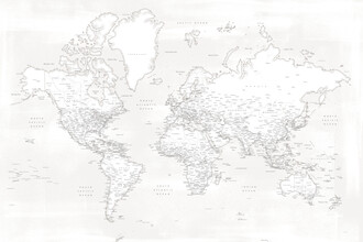 Rosana Laiz García, Detailed world map with cities Maeli white (Spanien, Europa)