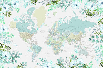Rosana Laiz García, Detailed world map with greenery Marie (Spanien, Europa)