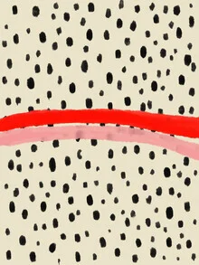Wall art by Ute Arnold: stylized red nudity with dots