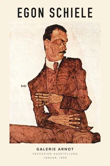 Illustration by Art Classics: Egon Schiele in the Arnot Gallery, stylish retro design.