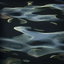 Abstract photo art by Lena Weisbek: waves in black and blue, gentle fluid patterns.