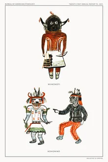 Illustration of Hopi Katcinas featuring folkloric motifs and vibrant colors.