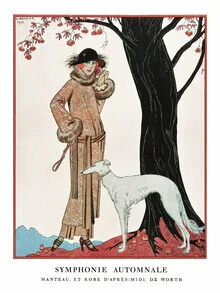 Wall art by George Barbier: stylish autumn landscape featuring elegant fashion