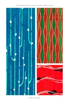 Blue, red and green Furuya Korin print from Shima-Shima - Fineart photography by Japanese Vintage Art