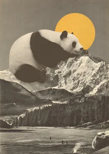 Illustration of a sleeping panda under the moon, relaxing and calm atmosphere.