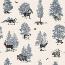Illustration of forest animals in a harmonious pattern, conveying a calm nature mood